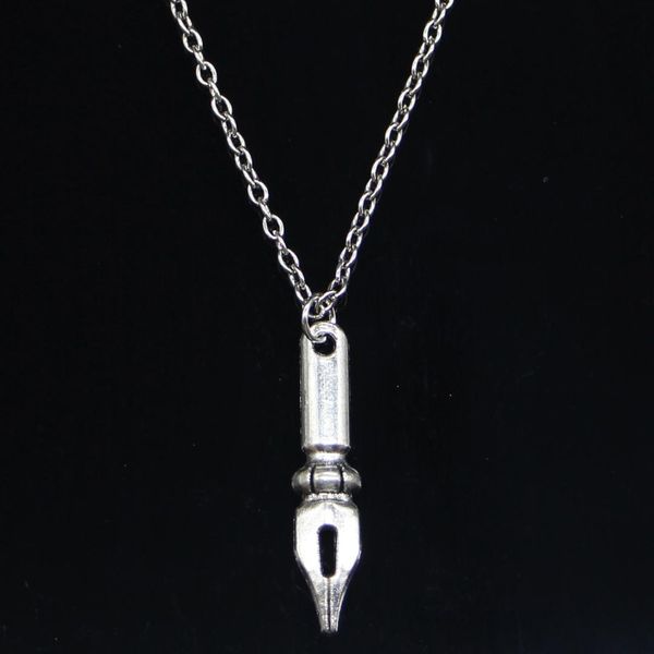 

20pcs new fashion necklace 32x7mm vintage ink pen nib silver pendants short long women men colar gift jewelry choker