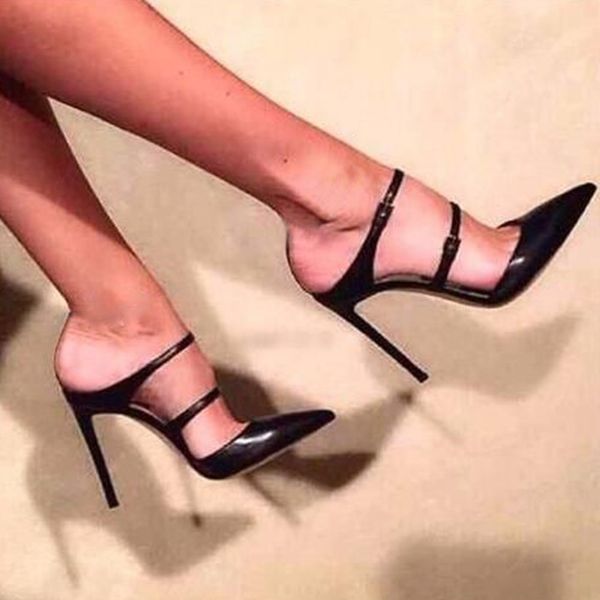 

doratasia 2020 summer brand pointed toe sandals thin high heels shoes woman party big size 30-47 women shoes mules heeled, Black
