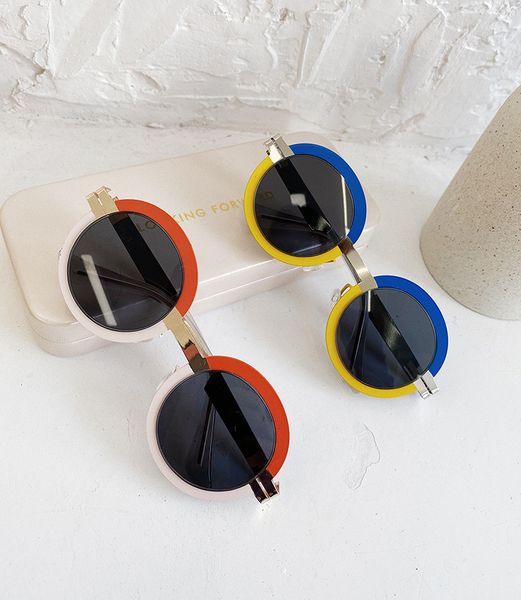 

kids sunglasses 2020 cool girls glasses uv round sunglasses children color protective eyewear patchwork girls a1730 fashion beach new bkvlm, White;black