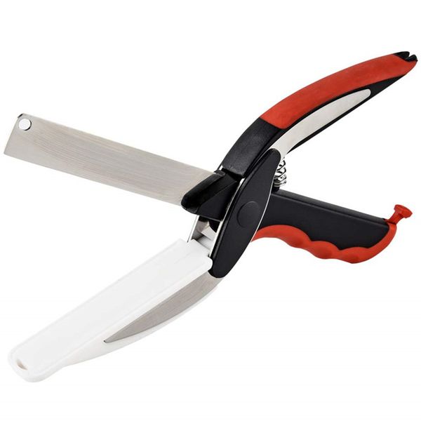 

многофункциональный смарт clever scissor cutter 2 в 1 тяпке еды овощной черный нож ножницы кухня с разделочной доской 2019 new