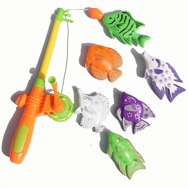

7pcs magnetic fishing toys for children 6 kinds of fish + 1 fishing rod set growing puzzle fishing game parent-child toy