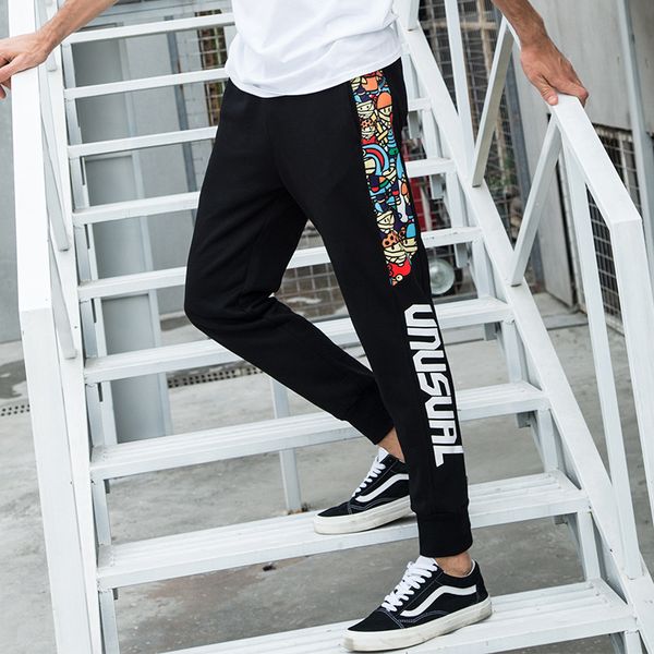 

men's loose large size casual pants korean version of the foot pants pants feet trousers sports harem, Black