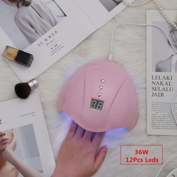 

ennke nail dryer usb charger smart 36w pink/white nail manicure tool gel led/uv/builder gel drying beauty for curing