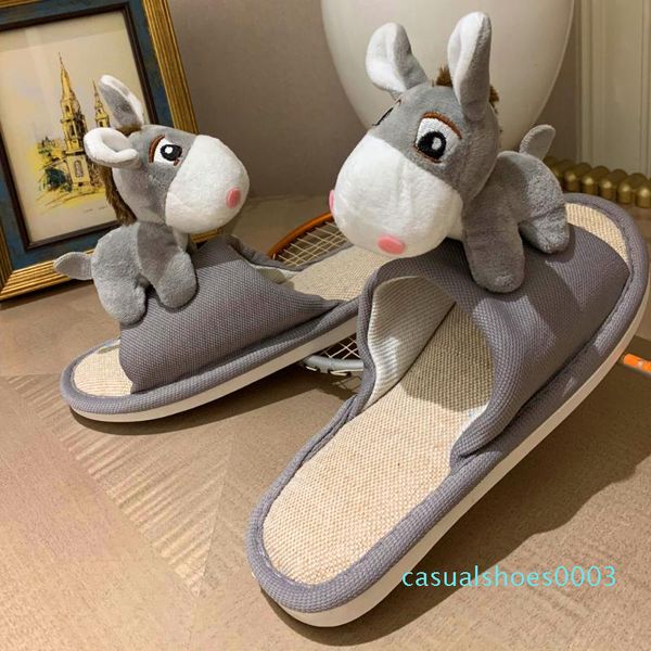 

women home slippers cute cartoon animals shoes casual summer lovely ladies home shoes slipper indoor bedroom couples slippers c03, Black