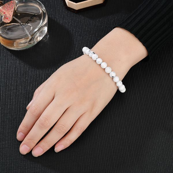 

new fashion white black natural stone matte lava stones beads charm bracelets for men women yoga jewelry bb269