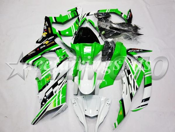 

новый мотоцикл abs полные обтекатели набор, пригодная для kawasaki ninja zx10r zx10r 2011 2012 2013 2014 2015 10r 11 12 13 14 15 зеленый бел