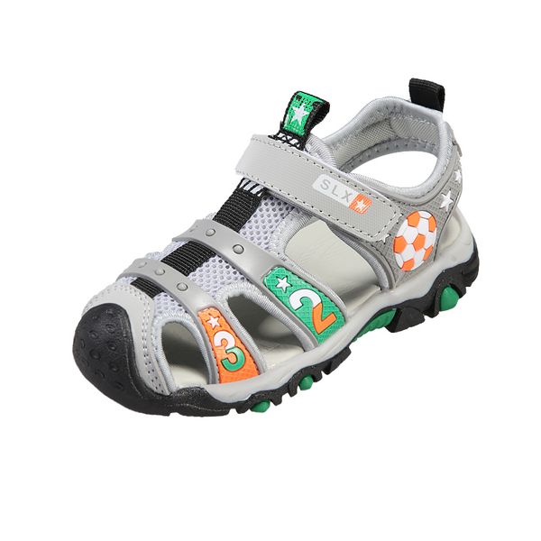 

2019 summer sandals for boys beach shoes hollowed children' s casual sandals with number ball pattern rubber school sandalias, Black;red