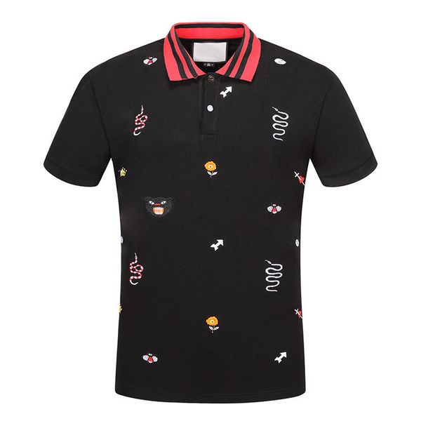 

модный бренд классический мужская повседневная рубашка поло с коротким рукавом медуза футболка поло рубашка цветочные вышитые мужская с коро, White;black