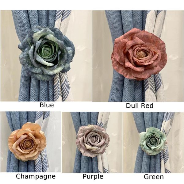 

curtain rhinestone artificial flower shape alloy rope tie holdback clasp decor