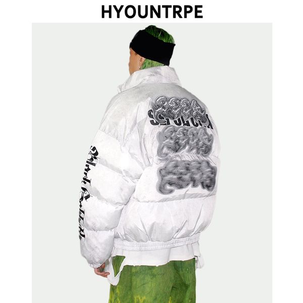 YYear Mens Camo Print Thicken Stand Collar Hooded Quilted Down Jacket