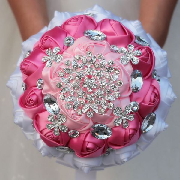 18cm Mixed Holding Flowers Bridal Wedding Bouquet Brooch Crystal
