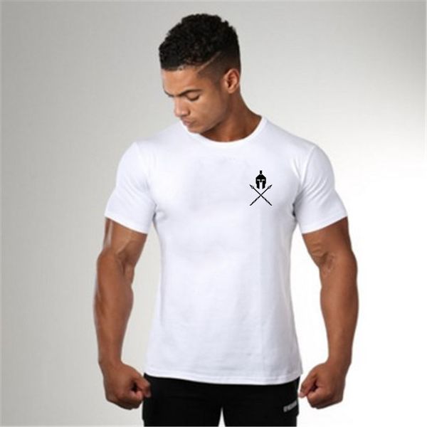

2019 cotton gym shirt sport t shirt men short sleeve running men workout training tees fitness sport t-shirt rashgard, Black;blue