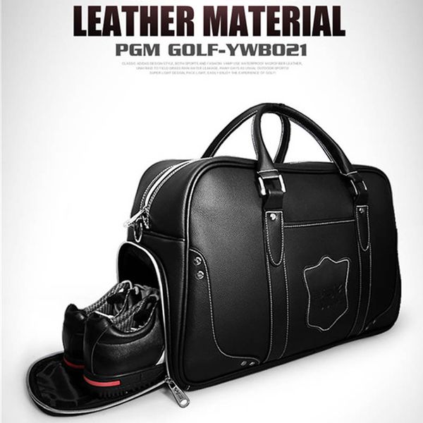 

2019 new large capacity leather golf bag golf clothing bag waterproof shoes bags double layer sports handbags ywb021