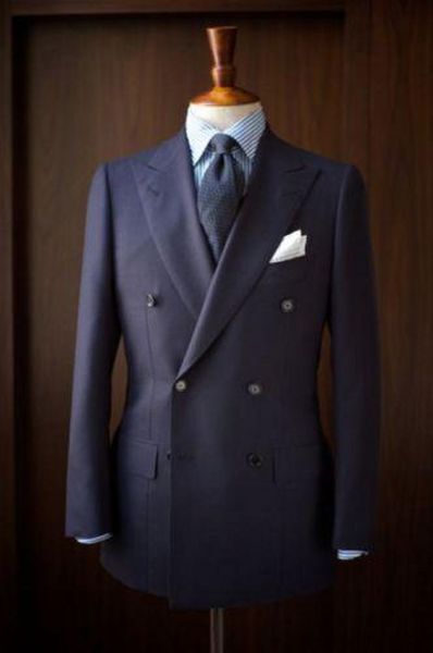 

new arrivals double breasted navy blue groom tuxedos peak lape man party prom business suit mens wedding suits (jacket+pants+tie) d:389, Black;gray
