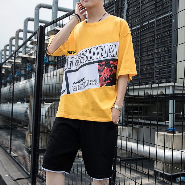 

mens designer short-sleeved summer versatile simple upper clothes loose fashion half-sleeved t-shirt, Gray