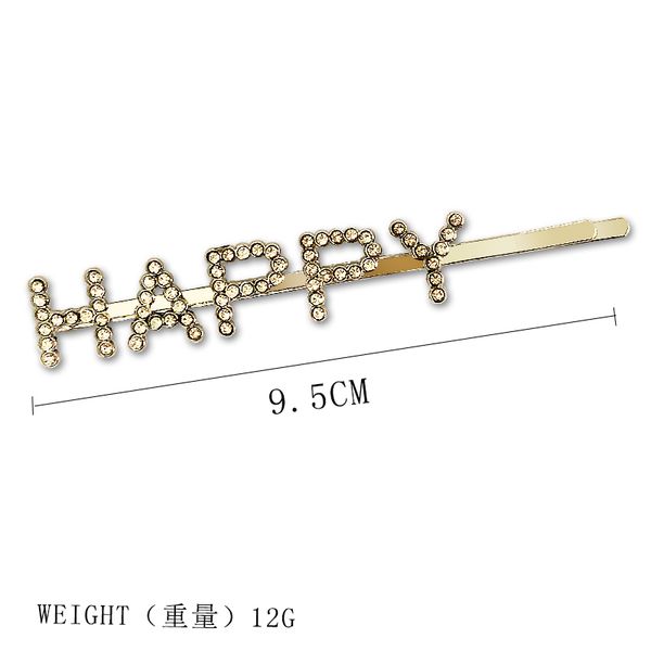 

jfj0021 2020 laest design love happy sorry newyork letter small hair pin crystal hair jewel unique barrette wedding party gift, Golden;white