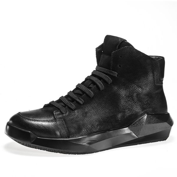

autumn winter genuine cow leather sneaker men thick sole high platform flat sneaker mens trainers black outdoor sports shoes