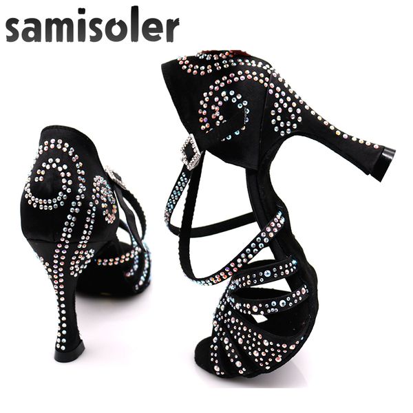 

samisoler black rhinestone ballroom dance shoes women salsa dance shoes women professional tango latin style high heels