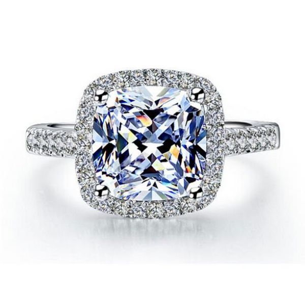 

factory price women 925 serling silver shinning wedding rings clear cz crystal girls fashion finger ring