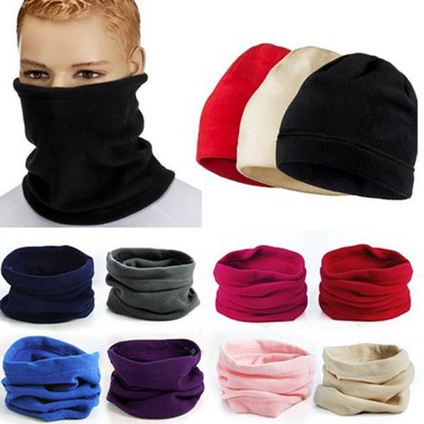 

3 in1 winter women men sports thermal fleece scarf snood neck warmer face mask beanie hats 2019 new design, Blue;gray