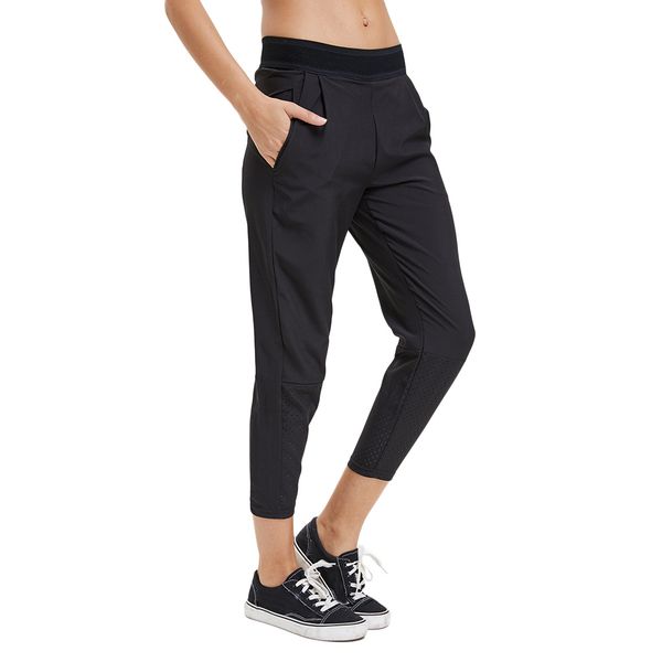 

newly women sport pant loose casual black yoga running sweatpants with pockets bn99, Black;blue