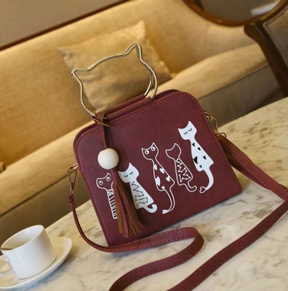 

crossbody bag for women famous designers cute cat printing tassels messenger bags for ladies handbags single shoulder bag