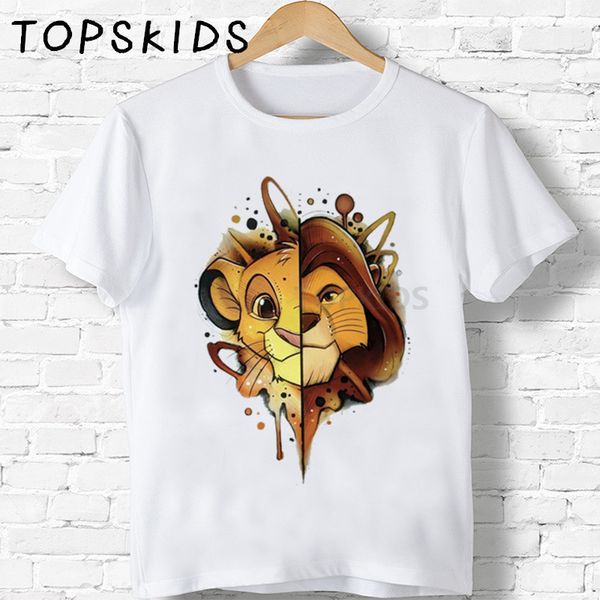 

2019 children cute simba cartoon lion king print t-shirt girls/boys funny animal baby clothes kids summer tshirt,hkp5315, Blue