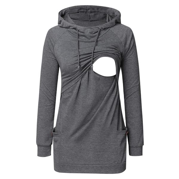 

nursing sweatshirt hoodie women long sleeve breastfeeding shirt winter for feeding maternity pregnancy clothes plus size 18dec12, White