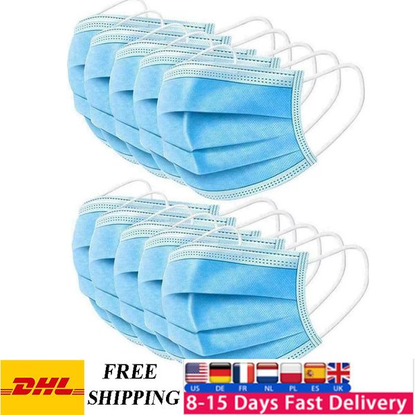 

dhl wholesale disposable protective mask 3 layer mask breathable dust proof anti respirator masks fast shipping