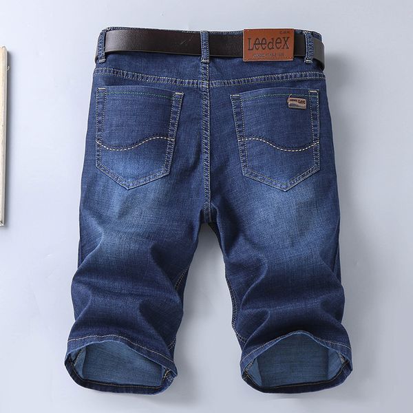 

mens designer leedex thin five-point denim shorts breathable stretch straight casual pants, Blue