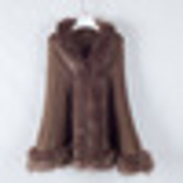 

jacket plus size coat ladies oversize faux fur collar shawl cloak acrylic multi-color women warm 2018, Black;brown