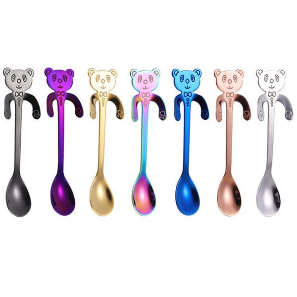 

lovely mini spoons bear spoons for coffee 304 stainless steel gold spoons dessert tableware on promotion