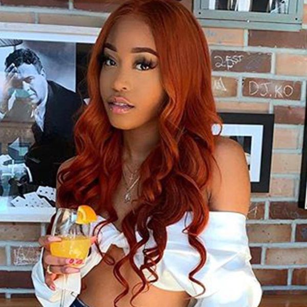 

body wave human hair wig ginger lace front wig human hair orange lace front brown wigs 150% density, Black;brown