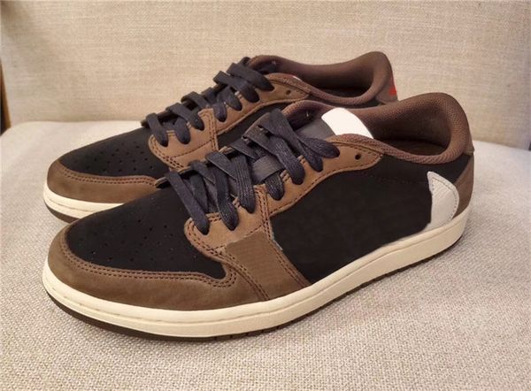 

2020 new travis scott x 1s low og sp black dark mocha-university red-sail men basketball shoes outdoor sneakers with original box