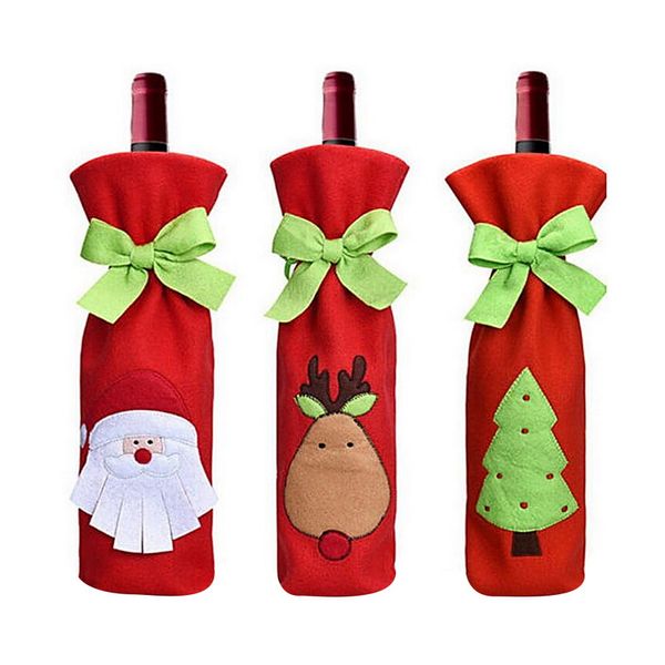 

christmas wine bottle decor set santa claus deer bottle cover clothes kitchen decoration for new year xmas dinner party