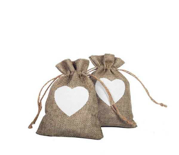 

heart burlap drawstring gift bag- 10x 15cm jewelry pouches for wedding and party favors, diy craft, presents, christmasi, Pink;blue