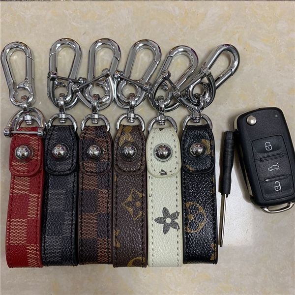 

luxury flower key chains keyrings keychains pendant plaid charm jewelry key rings holder for women men pu leather fashion bag accessories, Slivery;golden