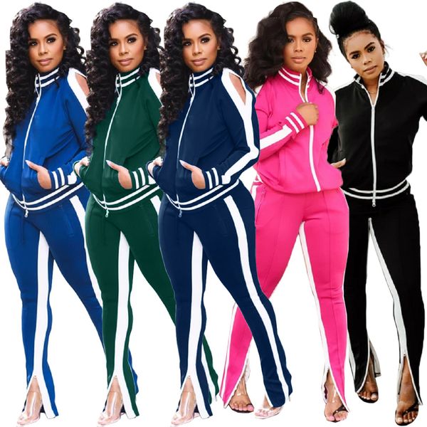 

Women's sports suit autumn and winter models European and American fashion leisure sports suit two-piece trend splicing sportswear-2
