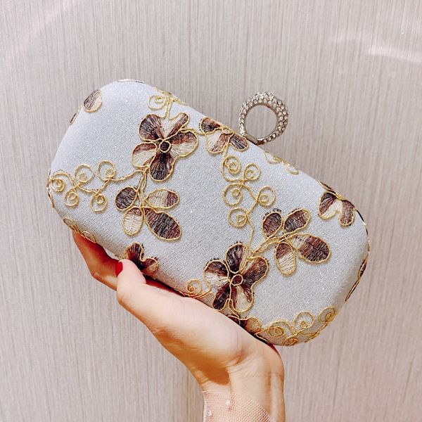 

the new summer retro embroidery banquet clutch diamond dinner chain small square bag purses
