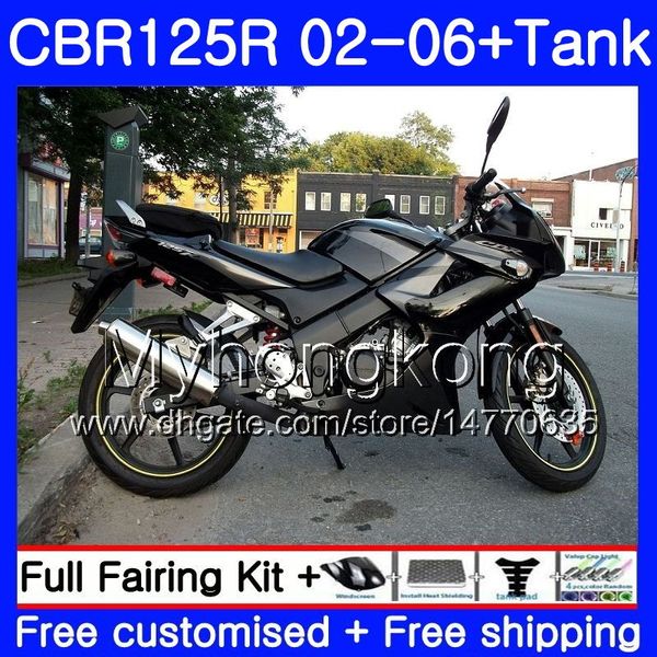 Тело + бак для Honda CBR-125R 125CC CBR125RR CBR125R 02 03 04 05 06 272HM.2 CBR 125 R 125R 2002 2003 2003 2005 2006 глянцевый черный