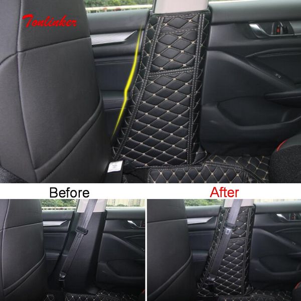 

tonlinker interior car seat belt b-pillar anti-dirty sticker for 2018-19 car styling 2 pcs pu leather cover sticker