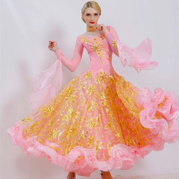 

pink ballroom dance competition dresses fringe women ballroom dress standard dance dresses waltz dacing clothes, Black;red