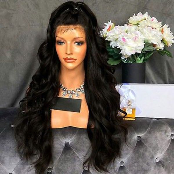 

2020 мода свободные глубокие вьющиеся парики человеческих волос парики 360 полный кружева человеческих волос парики тела 10"-28" прямые браз, Black