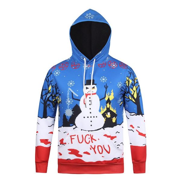 

christmas sweatshirt women hoodies men's coat m-3xl 3d print elk cool santa claus 2017 christmas hoodies, Black