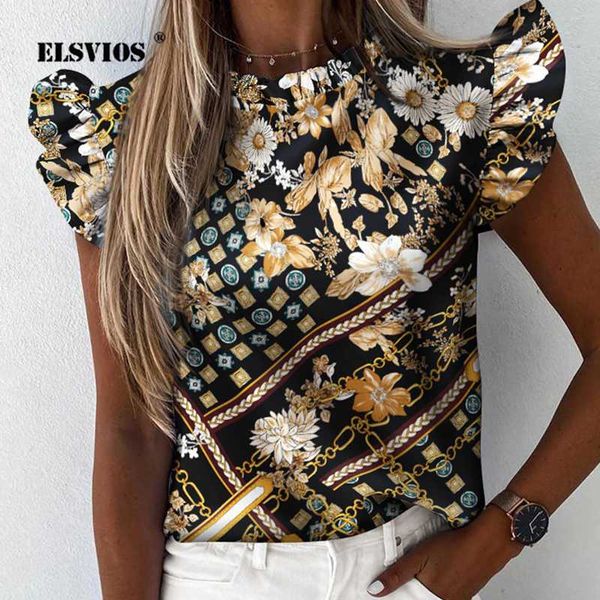 

3xl женщины цветочные ананас печать блузка рубашка 2020 летняя бабочка рукава o шеи рубашки элегантный офис леди блуза весна tops, White