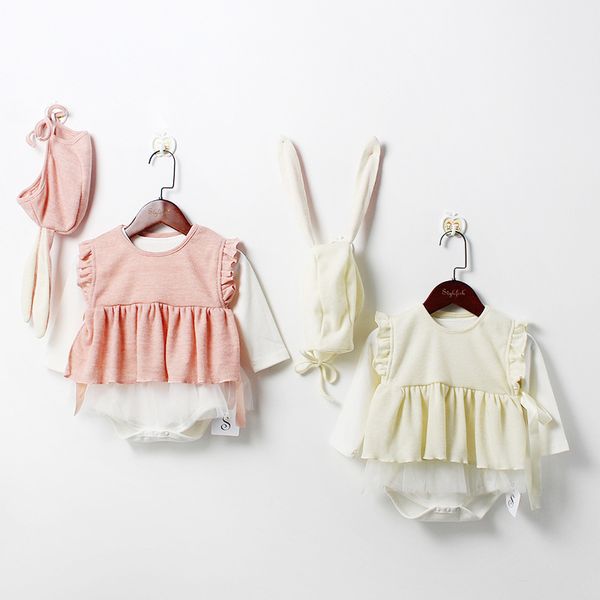 

2020 selling baby girls 2 pcs set vest+hat summer kids girls suits 0-2 years, White