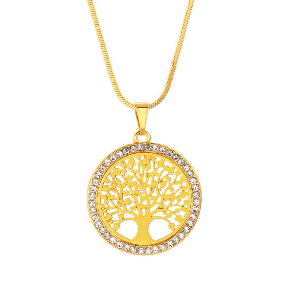 

tree of life crystal round small pendant necklace gold silver colors elegant women jewelry gifts dropshipping