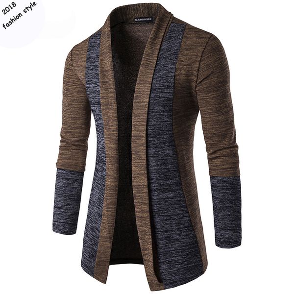 

2018 autumn mens long sleeve v-neck cardigan sweaters patchwork casual mens knit outerwear fashion slim coats, White;black