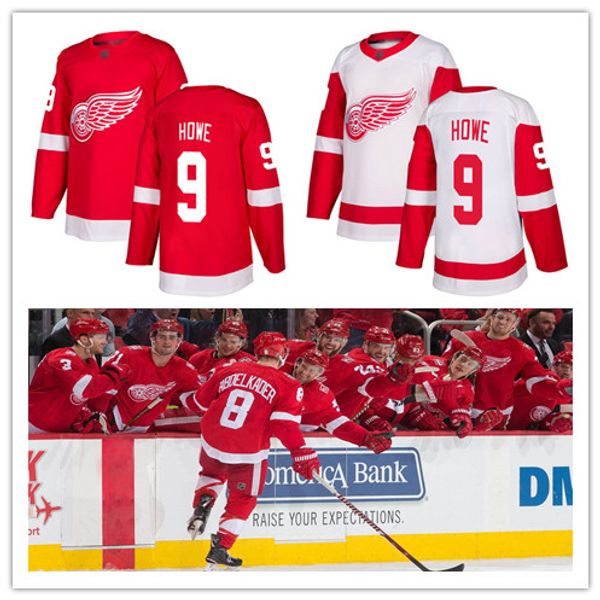 

men's gordie howe jersey detroit red wings 9 fanatics red home premier white away breakaway hockey jersey women's youth 100th stit, Black;red