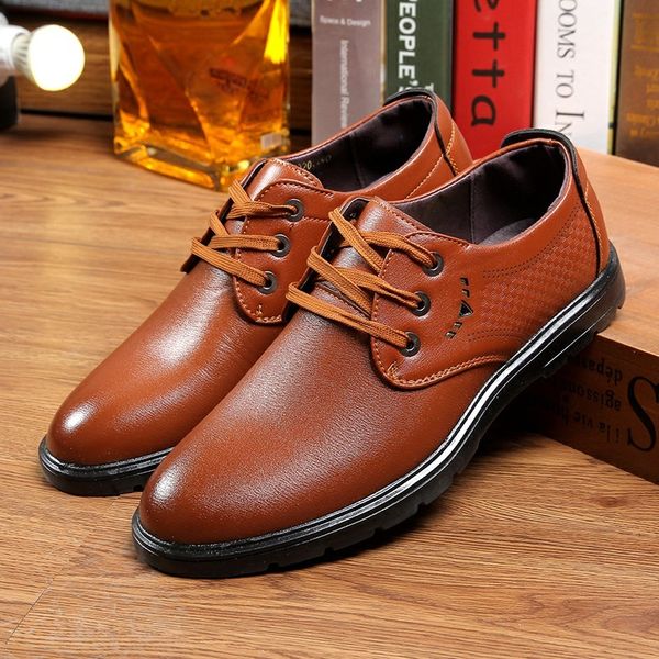 

man head business affairs leisure time correct dress leather shoes four seasons trend work male shoe go to work leather shoes, Black